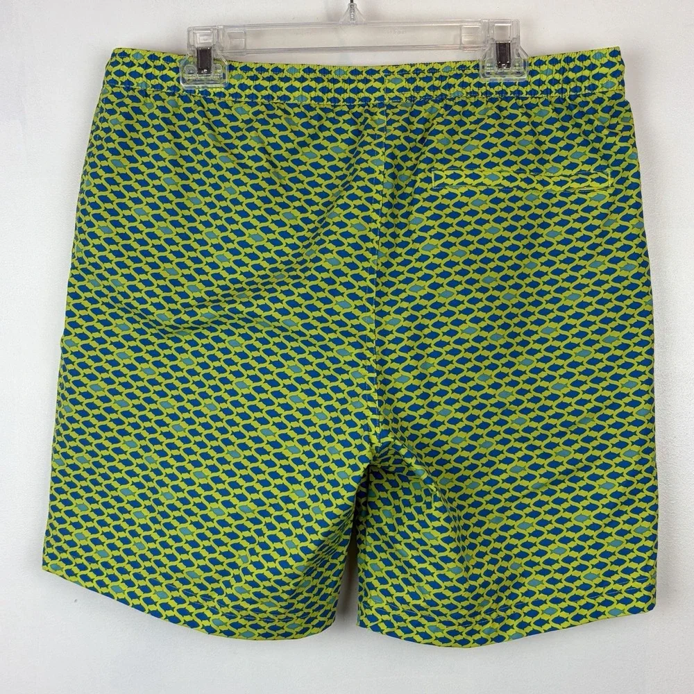 Berkley Jensen Swim Trunks Mens XL Shorts Green Blue Fish Pockets Beach Vaca